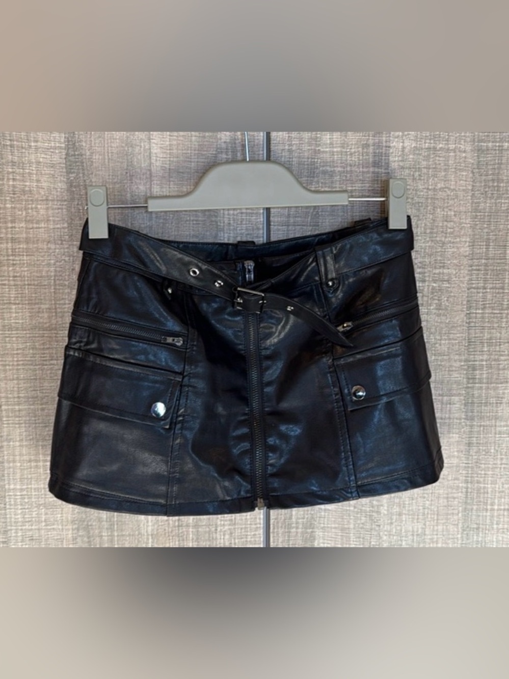 Edikted Faux Leather Cargo Mini Skirt